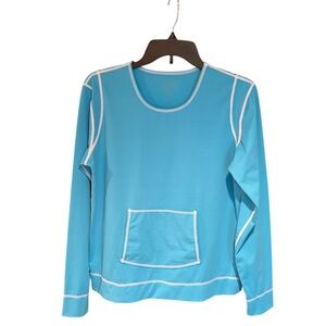 Athleta Turquoise Top with White Accents - Size L
